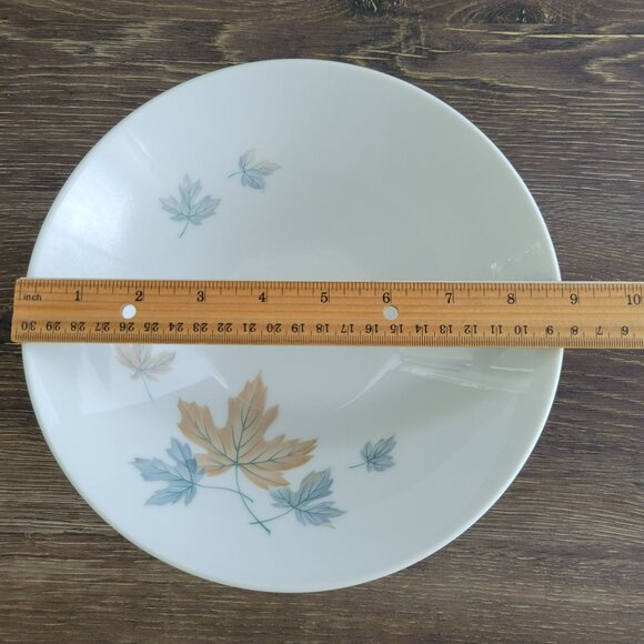 Vintage Noritake Maplewood Round Serving Bowl, Blue & Tan Autumn Leaves, c.1960s - Picture 9 of 11